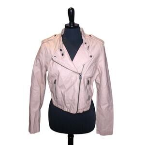 Members Only Pale Pink Moto Jacket Faux Leather Ballet Pink Soft Girl